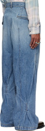 Khoki Blue Pleat-Design Jeans