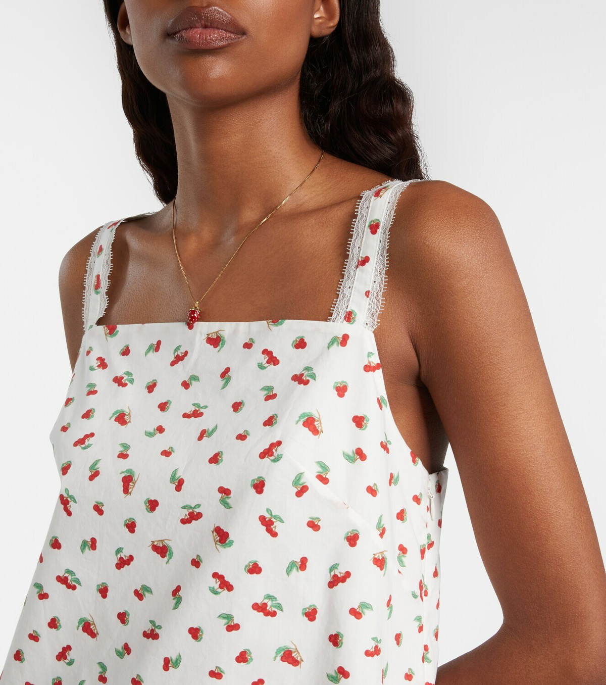 Posse Delia lace-trimmed printed cotton minidress