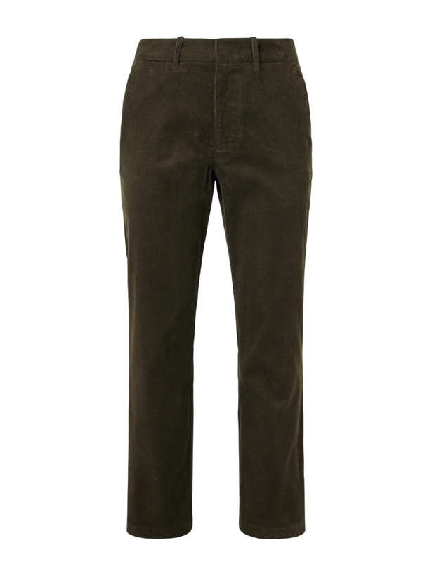Photo: Mr P. - Slim-Fit Straight-Leg Cotton-Corduroy Trousers - Green
