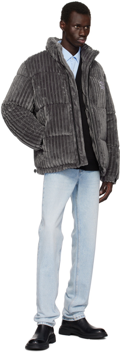 Hugo Gray Faux-Fur Puffer Jacket