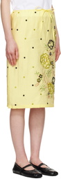 Kenzo Yellow Kenzo Paris 'KENZO Peonies' Embroidered Straight Midi Skirt