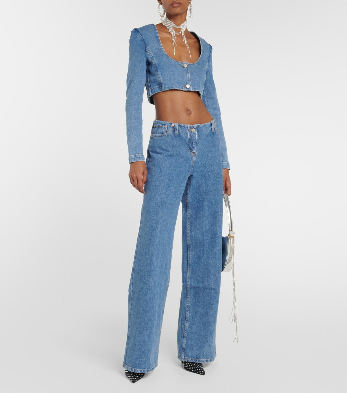 Magda Butrym Evansville High Waist Cropped Raw Fringe Hem Straight Leg store Jeans