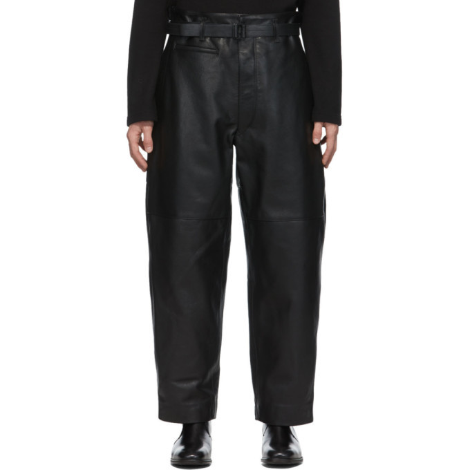 Lemaire Black Leather Military Trousers Lemaire