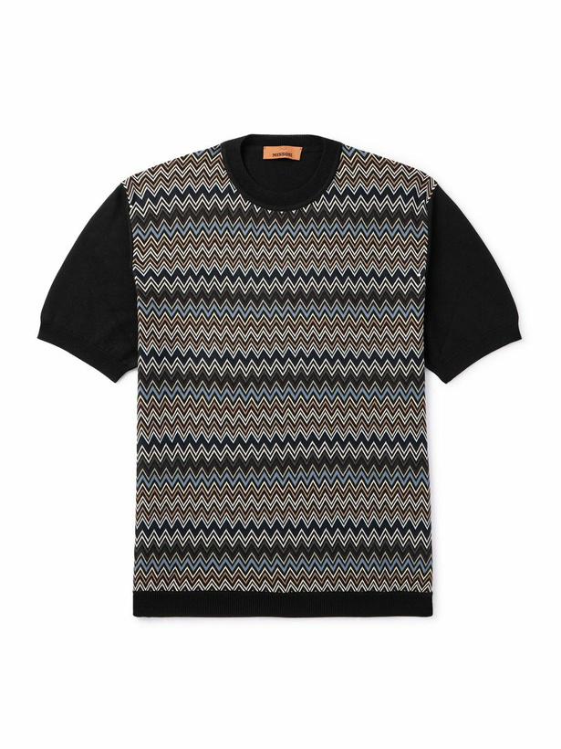 Photo: Missoni - Crochet-Knit Cotton T-Shirt - Black