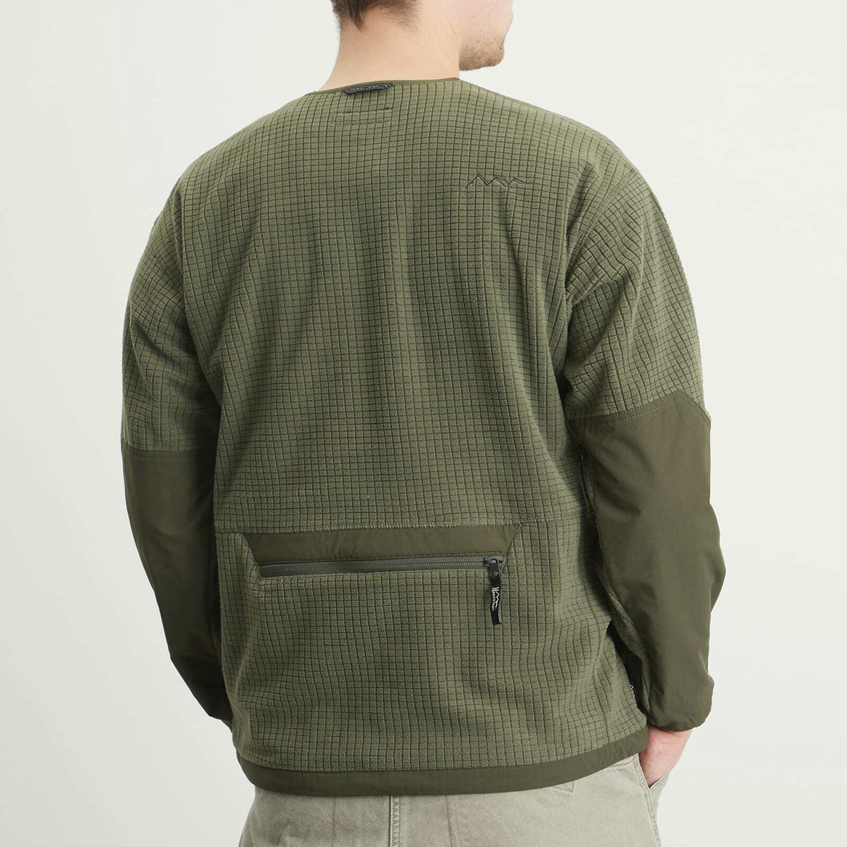 Manastash Men's Grid Fleece Crew Sweat in Olive