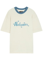 Nahmias Ringer Logo-print Cotton T-shirt White And Blue