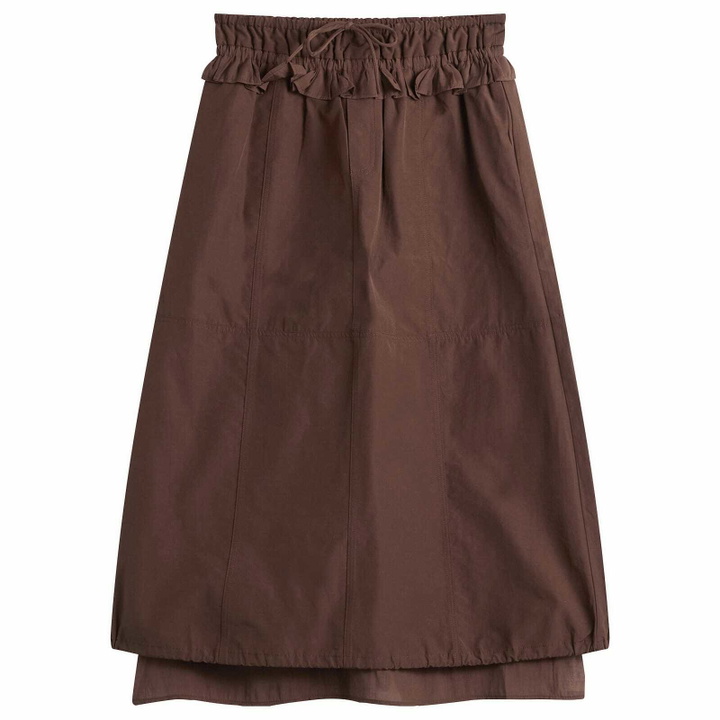 Photo: Damson Madder Women's Amber Panel Midi Skirt in Choc