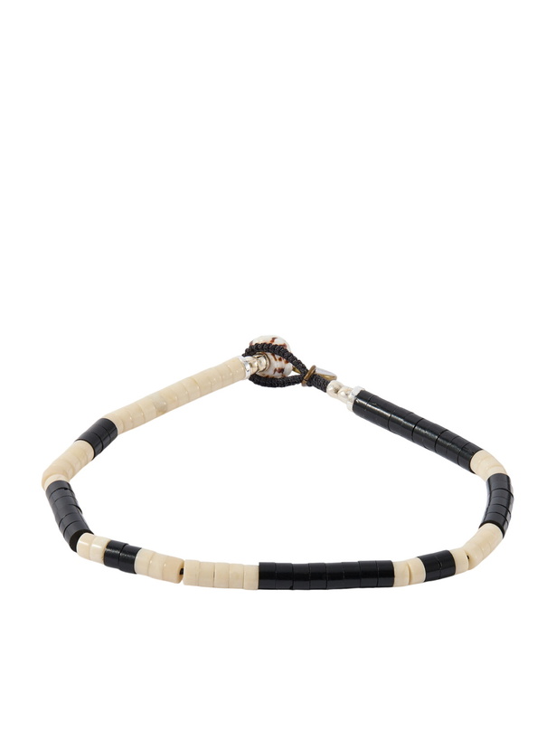 Photo: Mikia - Heishi, Sterling Silver and Fossil Jasper Beaded Bracelet - Neutrals