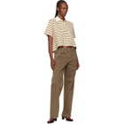 Moncler Off-White & Brown Striped Cotton Polo
