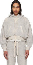 R13 Gray Cinched Hem Popover Hoodie