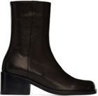 AMOMENTO Black Leather Ankle Boots