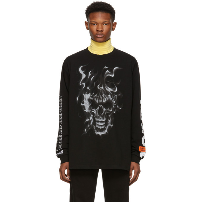 Photo: Heron Preston Black Skull Long Sleeve T-Shirt