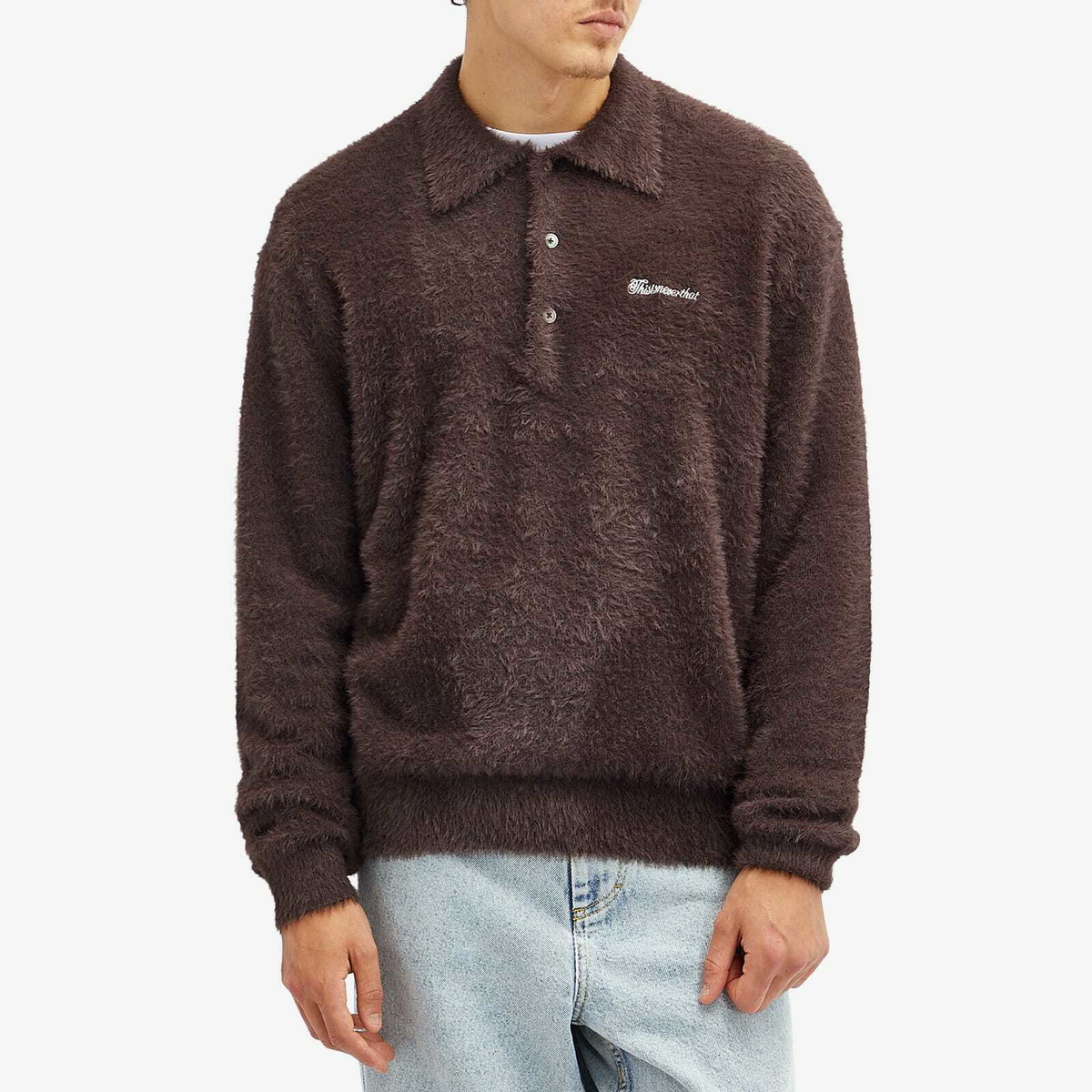 thisisneverthat Men's Knit Polo Shirt in Brown