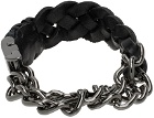 Hugo Black & Gunmetal Leather Bracelet