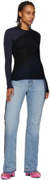 Victoria Beckham Black & Navy Spiral Long Sleeve T-Shirt