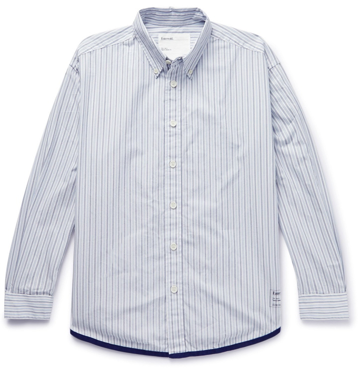 Photo: Entireworld - Giant Oversized Button-Down Collar Striped Organic Cotton Oxford Shirt - Blue
