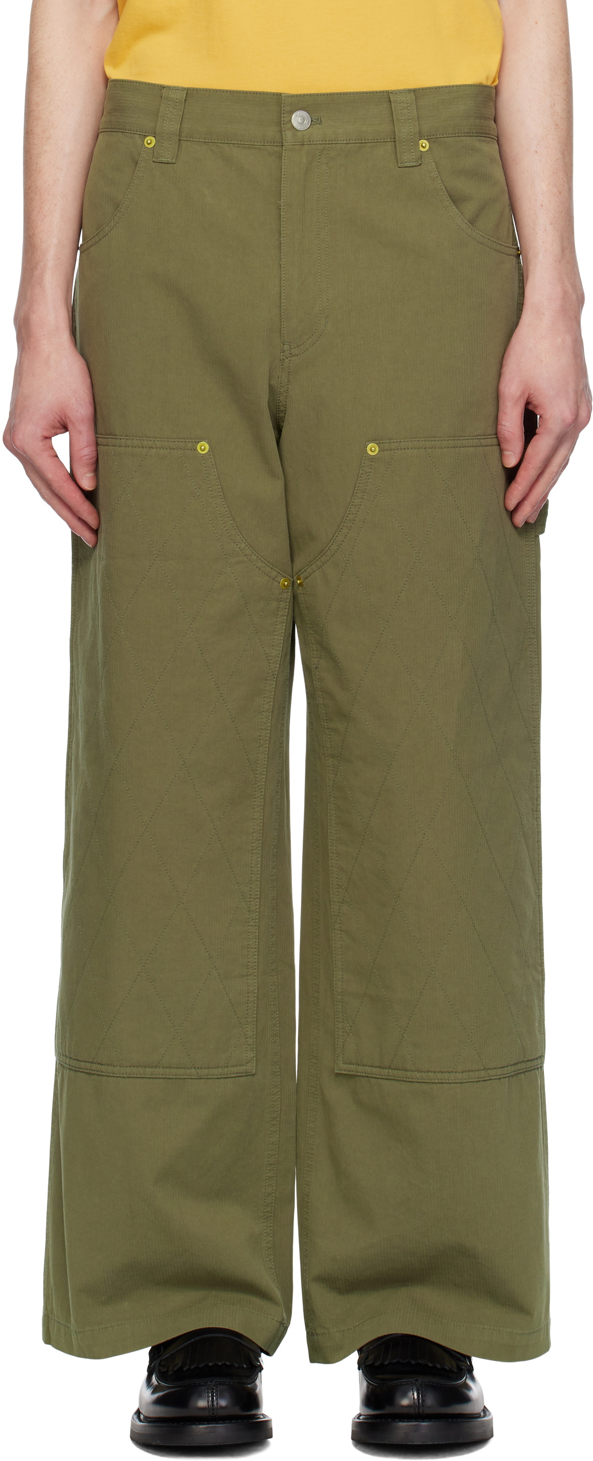 AFTER PRAY Khaki Wide Carpenter Trousers