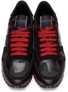 Valentino Garavani Black & Red Camo Rockrunner Sneakers