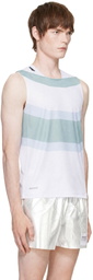 Soar Running White & Blue Singlet Running Top