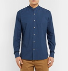 Loro Piana - Alvin Slim-Fit Grandad-Collar Cotton Shirt - Navy