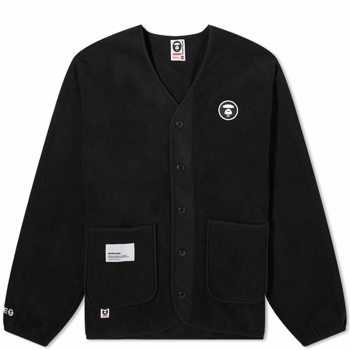 Photo: Men's AAPE Now Fleece Cardigan Jacket in Black