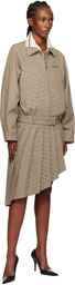 We11done Beige Asymmetric Checked Midi Skirt