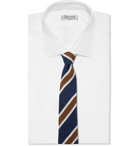 Kiton - 8cm Striped Mélange Cotton Tie - Blue