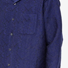 Bedwin & The Heartbreakers Men's Open Collar Jacquard Shirt in Navy