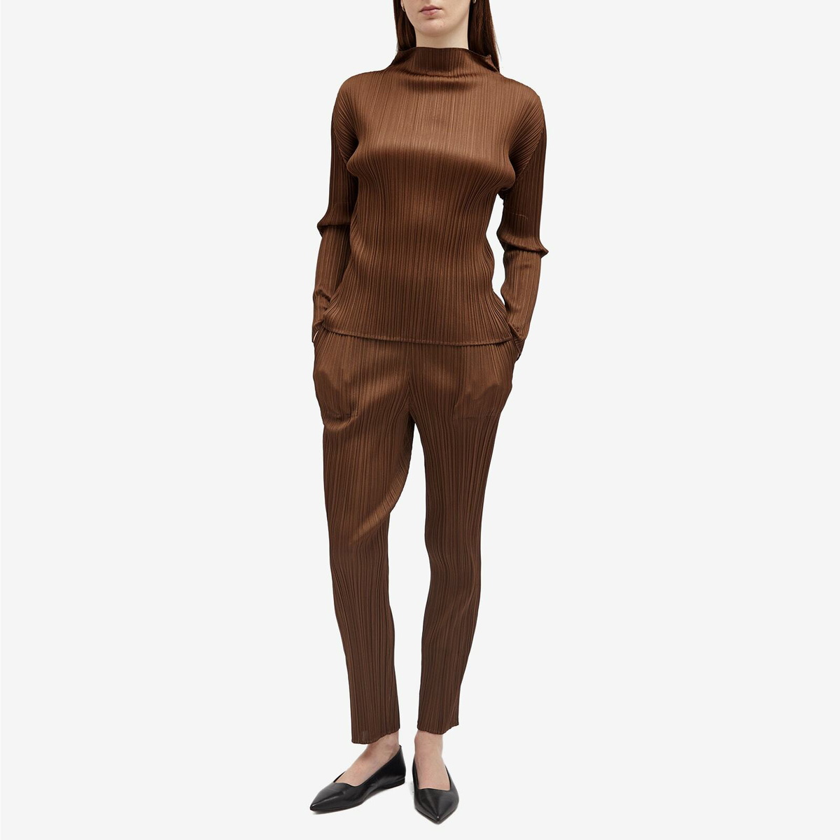 PLEATS PLEASE ISSEY MIYAKE カットソー ブラウン Pleats Please Issey Miyake Women's Top in 44-Brown Pleats