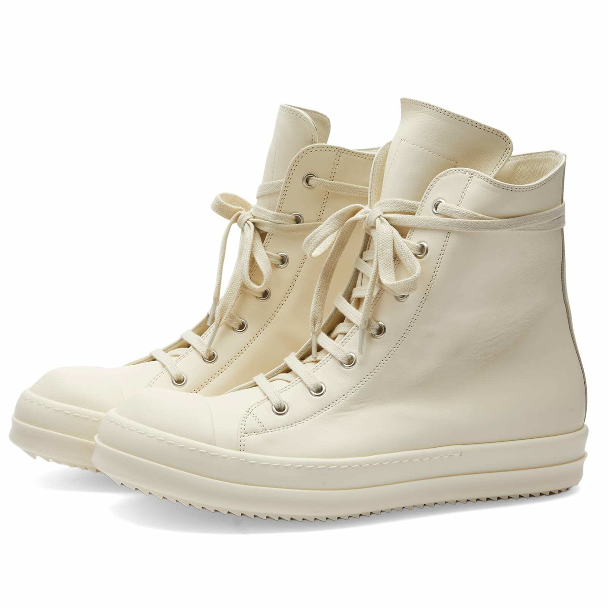 Rick Owens Men's High Sneakers in Milk/Milk Rick Owens