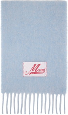 Marni Blue Brushed Alpaca Logo Scarf