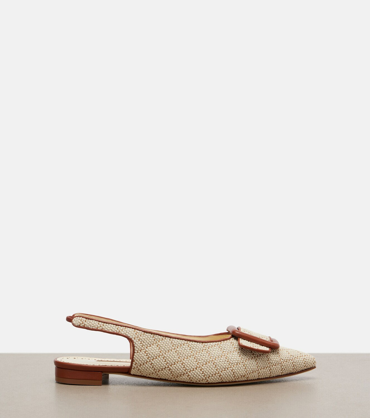 Manolo Blahnik Maylura raffia-effect slingback flats