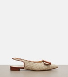 Manolo Blahnik Maylura raffia-effect slingback flats