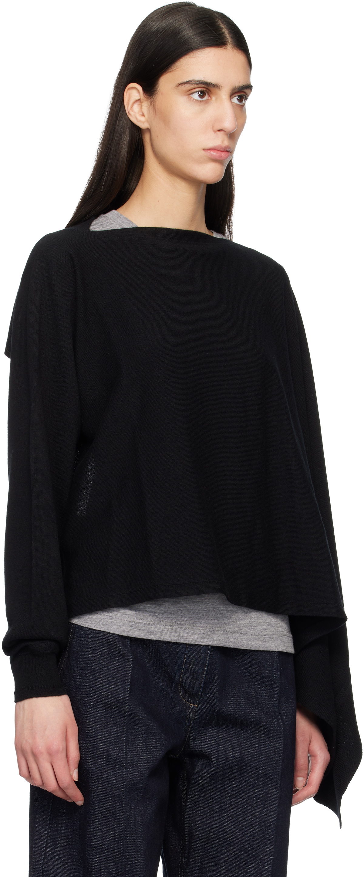 Jil Sander Black Cape One Sleeve Sweater