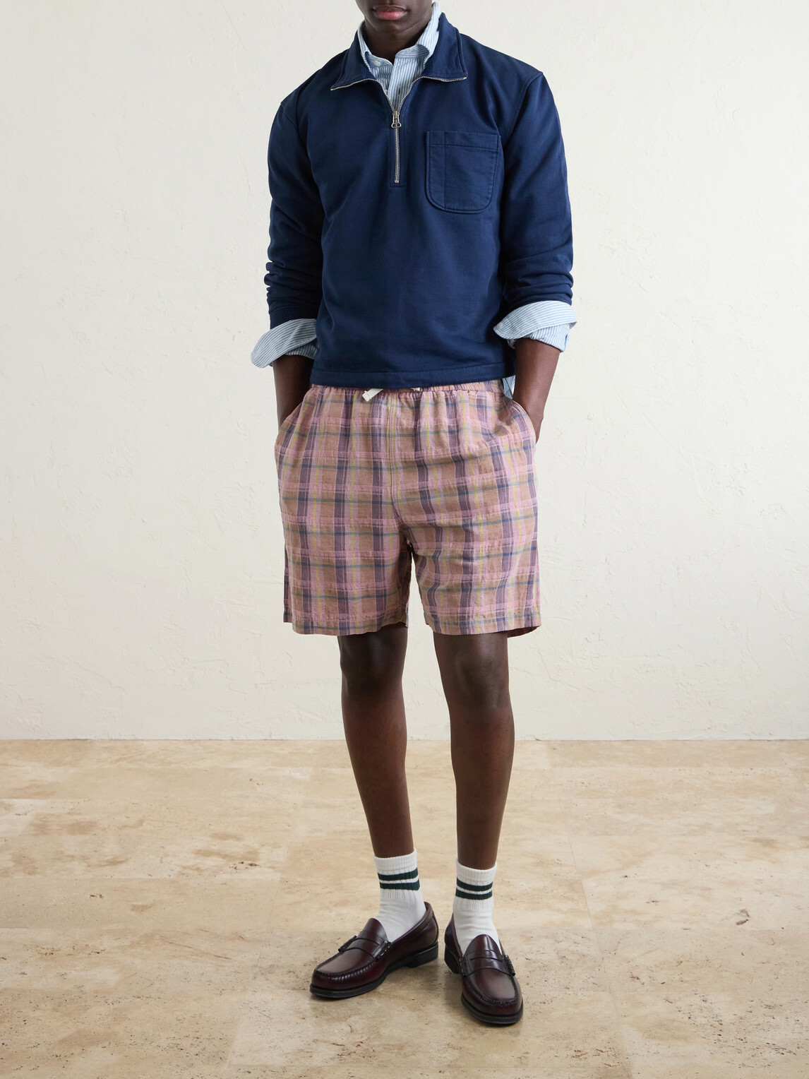 Drake's - Cotton-Jersey Half-Zip Sweatshirt - Blue