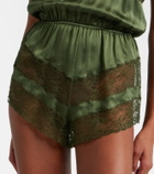 Saint Laurent Lace-trimmed silk satin romper