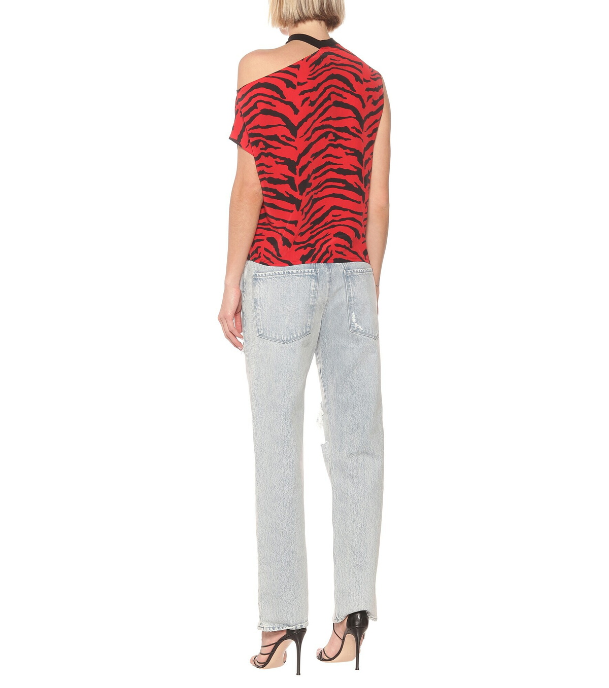 Rta - Axel printed silk off-shoulder top