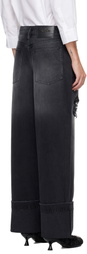 Simone Rocha Black Embellished Straight Leg Jeans