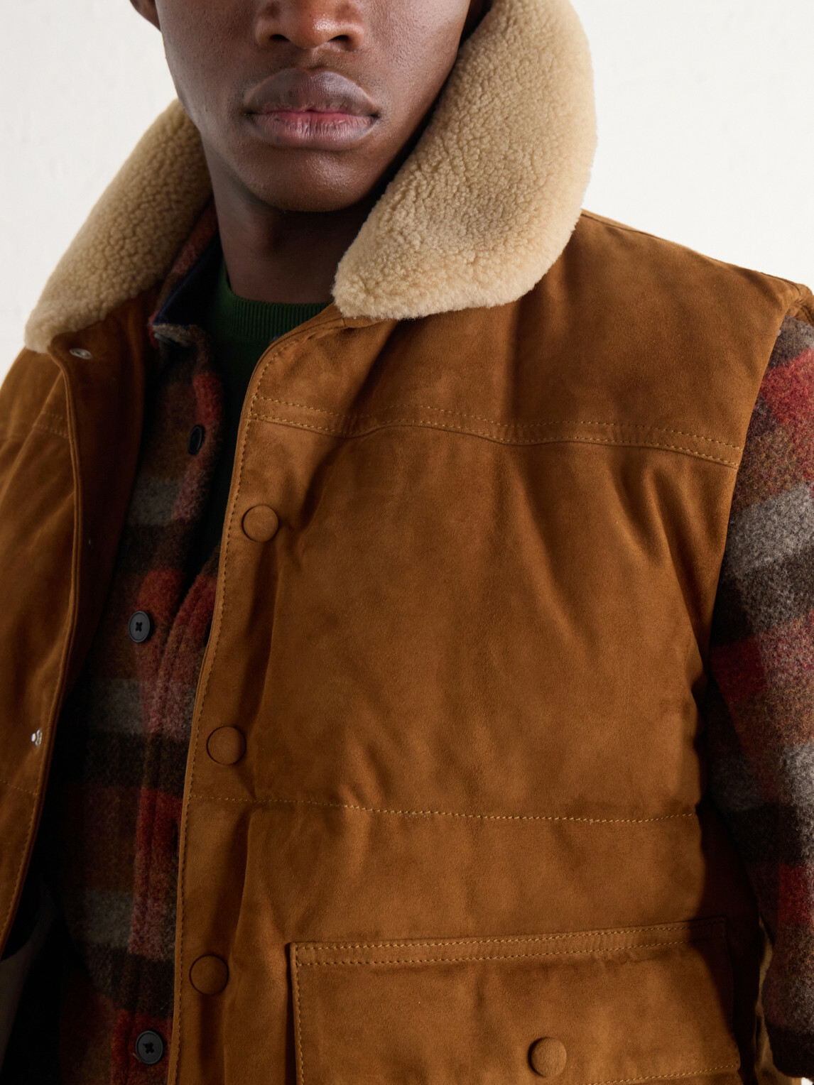Valstar - Shearling-Trimmed Suede Down Gilet - Brown