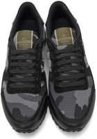 Valentino Garavani Black & Blue Camo Rockrunner Sneakers