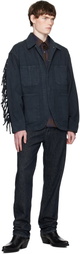 Toga Virilis Black Fringed Denim Jacket