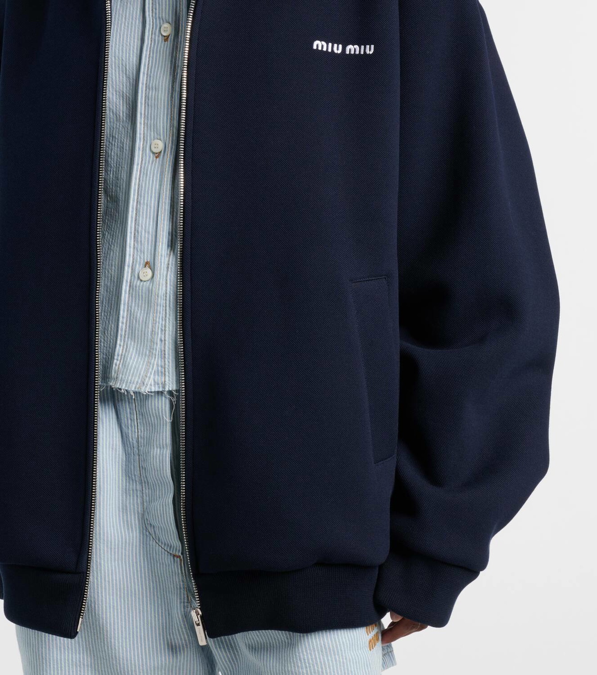 ジャケット MIU MIU COTTON BLOUSON JACKET Miu Miu Cotton blouson jacket buttoned pockets | The Fashion