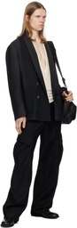 JiyongKim Black Curved Raw Edge Cargo Pants