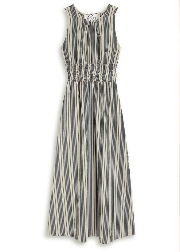Photo: Faithfull The Brand Callista Striped Cotton Midi Dress Navy