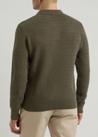 Sunspel Textured Cotton Polo Jumper Dark Green