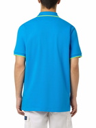 MC2 Saint Barth Man Bluette Cotton Piquet Polo Shirt Beverly Hills With Palm Embroidery