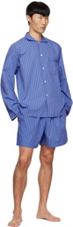 Tekla Blue Organic Cotton Pyjama Shorts