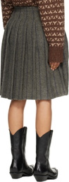 R13 Gray Pleated Midi Skirt