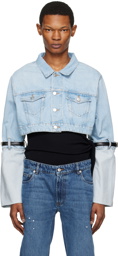 Coperni Blue Cropped Hybrid Denim Jacket