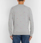 Maison Kitsuné - Embroidered Mélange Loopback Cotton-Jersey Sweatshirt - Gray